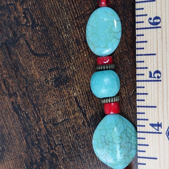 Turquoise/Red Necklace and Bracelet Set - Picture 11 of 13